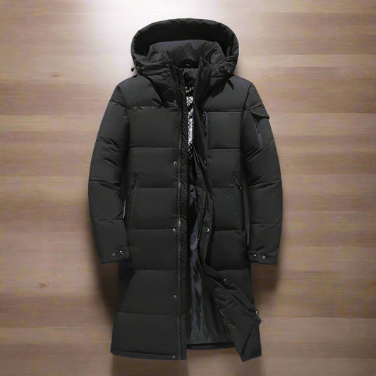 Manteau Long avec Capuche et Fermeture Zippée pour Hommes | Idéal pour l'Hiver
