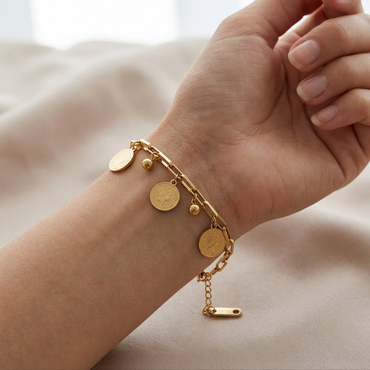 Bracelet à breloques pièces pour femmes