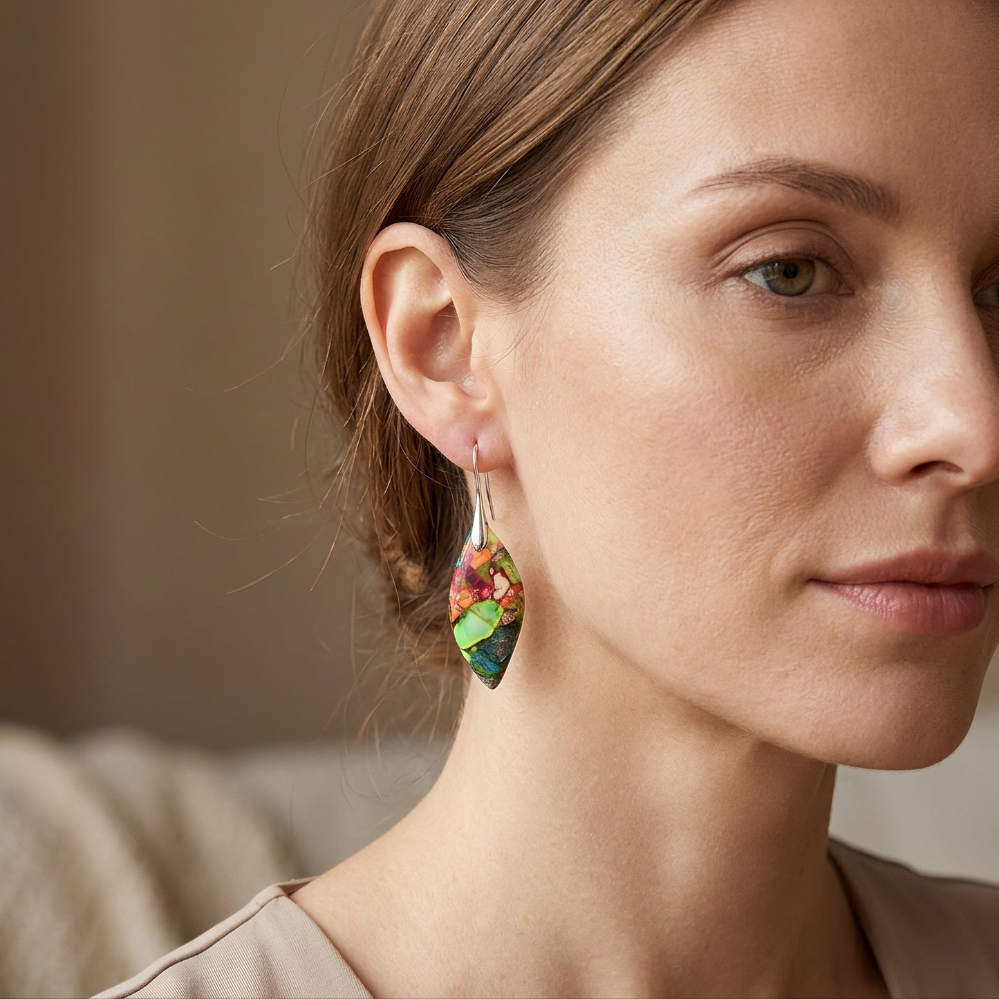 Boucles d'oreilles à motif multicolore pour femmes
