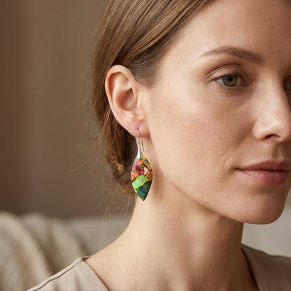 Boucles d'oreilles à motif multicolore pour femmes