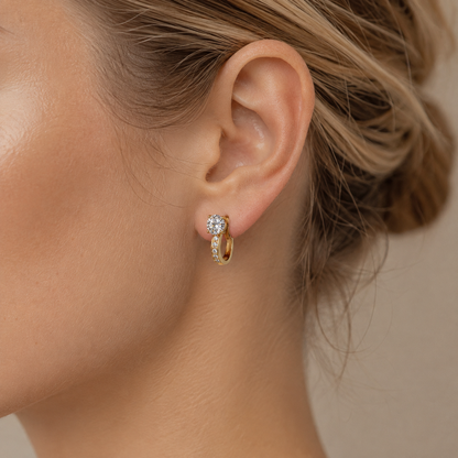 Boucles d'oreilles anneau serti pour femmes