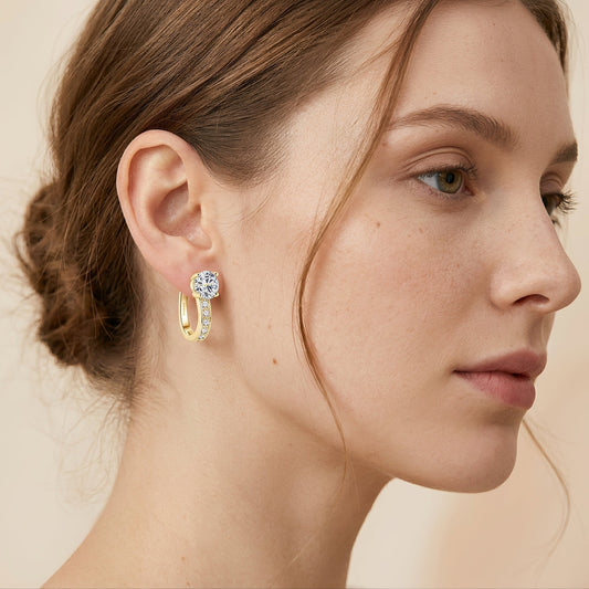 Boucles d'oreilles anneau serti pour femmes