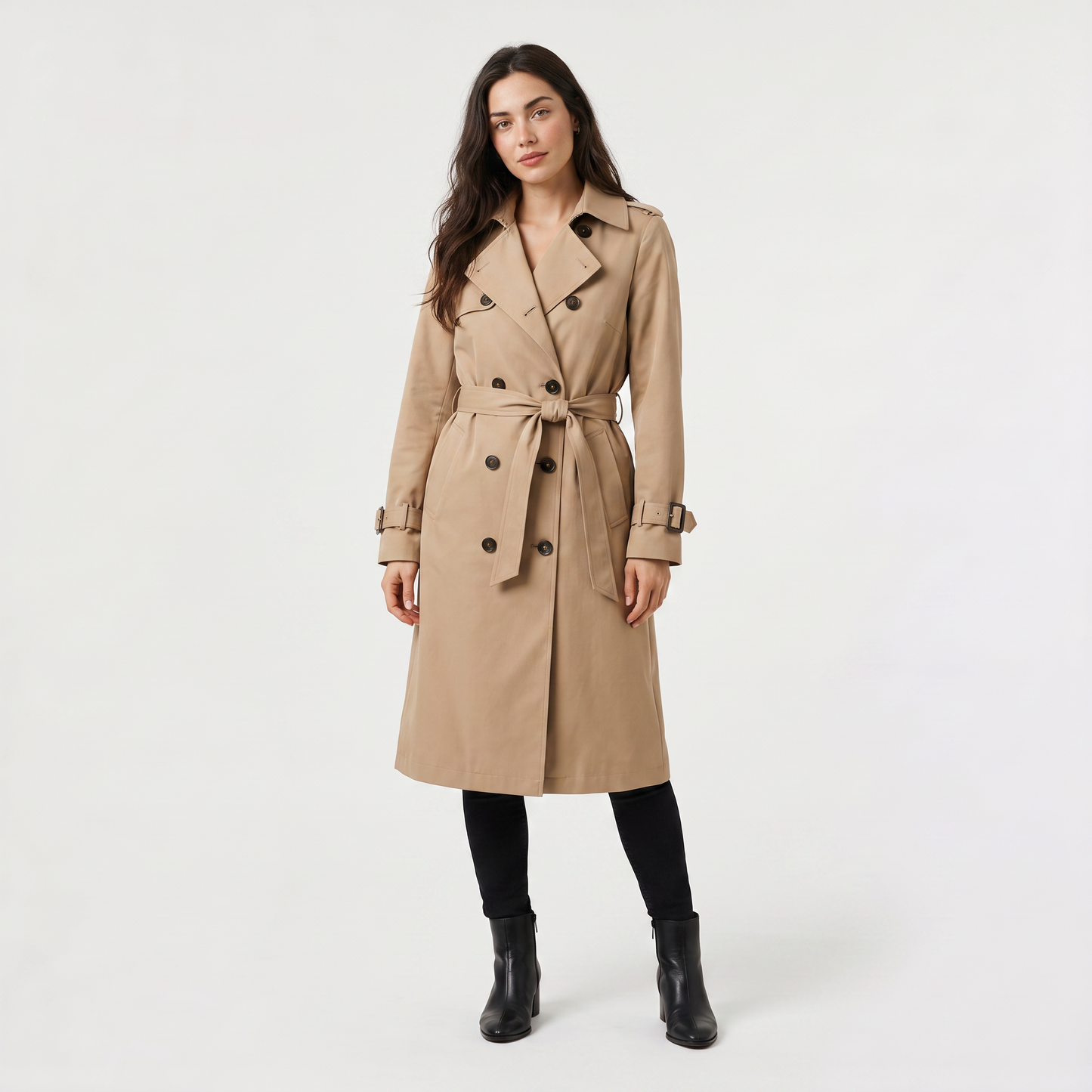 Trench-coat double boutonnage avec ceinture pour femmes | Idéal pour l’automne
