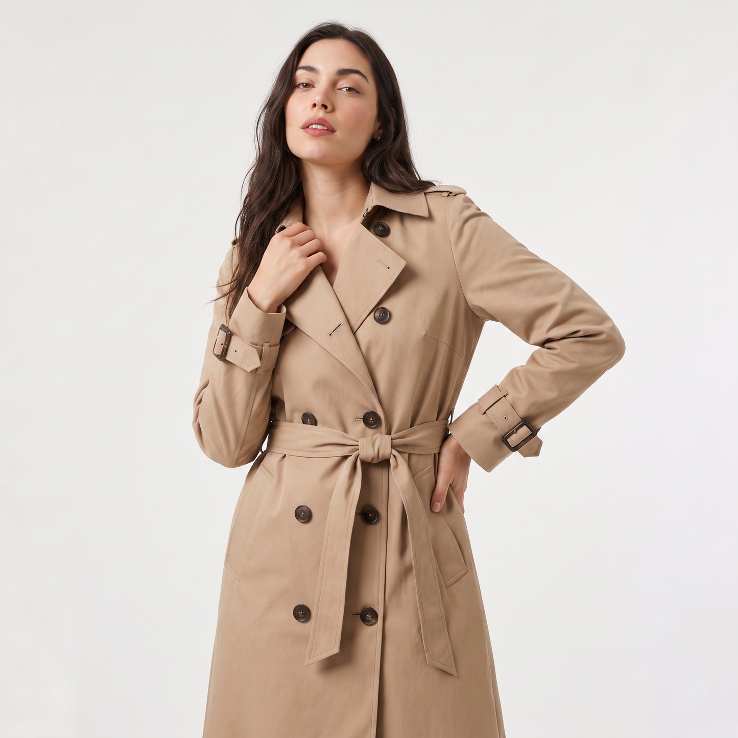 Trench-coat double boutonnage avec ceinture pour femmes | Idéal pour l’automne