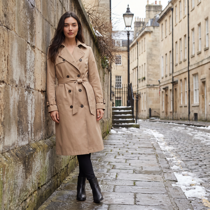 Trench-coat double boutonnage avec ceinture pour femmes | Idéal pour l’automne