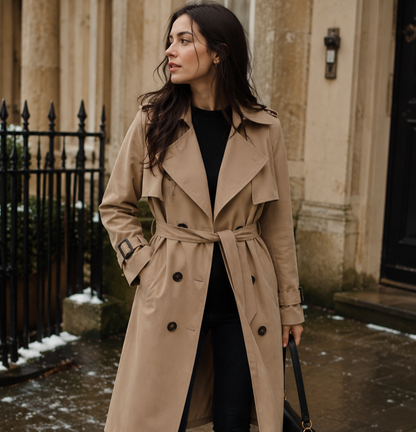 Trench-coat double boutonnage avec ceinture pour femmes | Idéal pour l’automne
