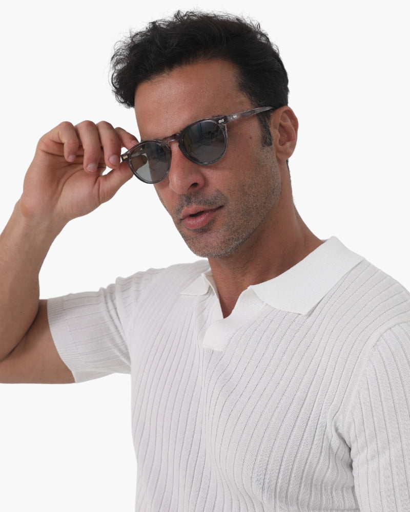 Lunettes De Soleil Rondes À Monture Semi-Transparente Pour Homme | Idéal Pour Usage Quotidien En Extérieur