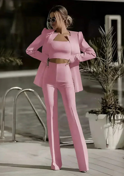 Ensemble Trois Pièces Avec Blazer, Haut Et Pantalon Pour Femme | Idéal Pour Un Usage Professionnel Et Formel