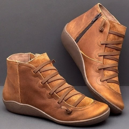 Bottines à lacets croisés et fermeture éclair pour femmes | Idéal pour l’automne et le quotidien