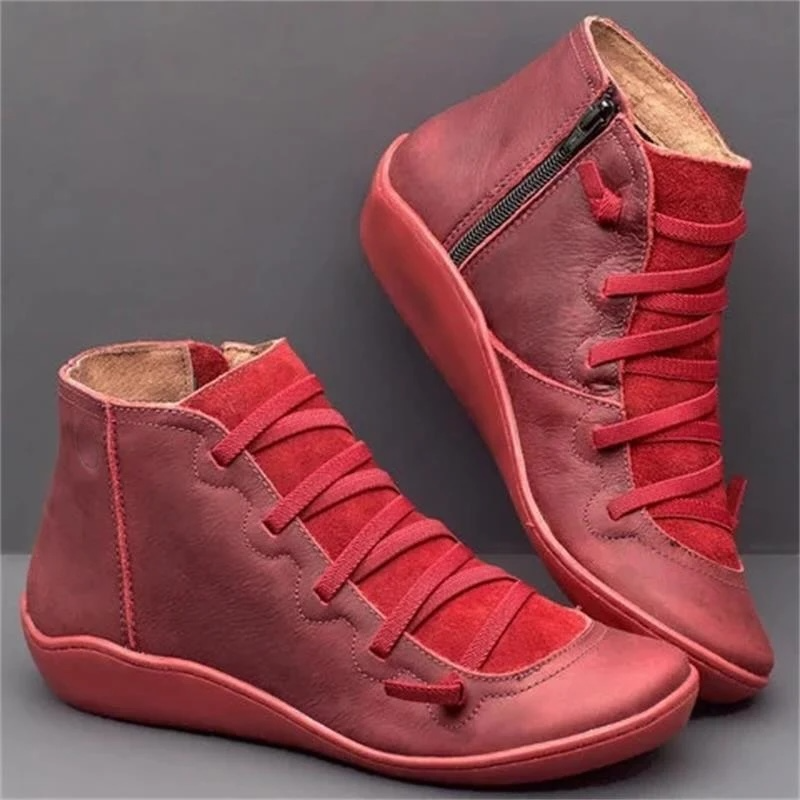 Bottines à lacets croisés et fermeture éclair pour femmes | Idéal pour l’automne et le quotidien