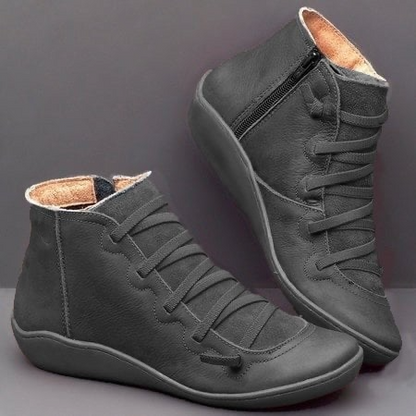 Bottines à lacets croisés et fermeture éclair pour femmes | Idéal pour l’automne et le quotidien
