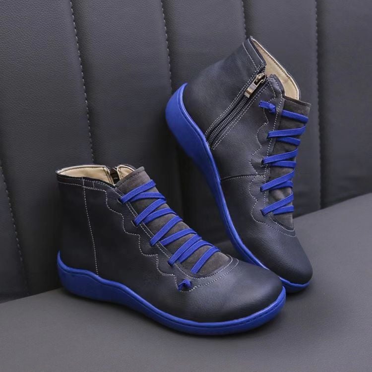 Bottines à lacets croisés et fermeture éclair pour femmes | Idéal pour l’automne et le quotidien