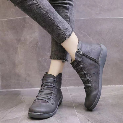Bottines à lacets croisés et fermeture éclair pour femmes | Idéal pour l’automne et le quotidien