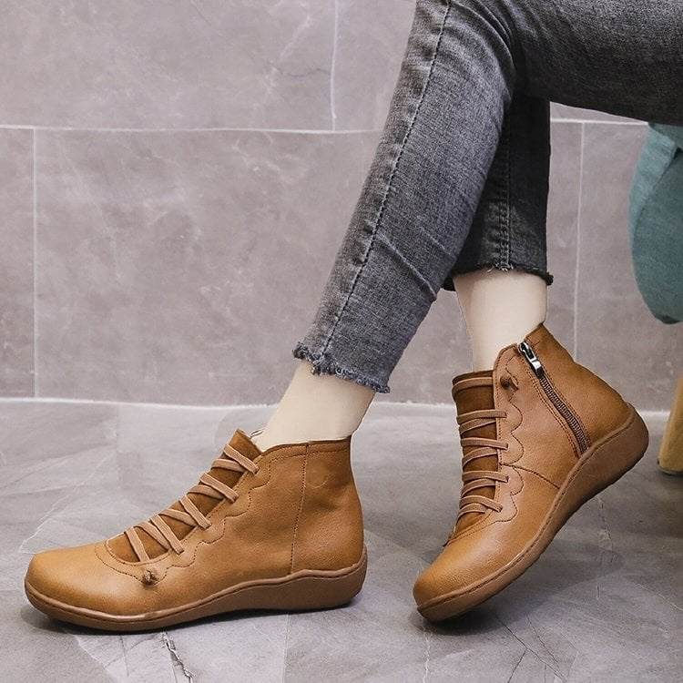 Bottines à lacets croisés et fermeture éclair pour femmes | Idéal pour l’automne et le quotidien