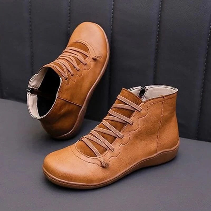 Bottines à lacets croisés et fermeture éclair pour femmes | Idéal pour l’automne et le quotidien
