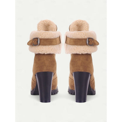 Bottines à lacets avec revers sherpa pour femmes