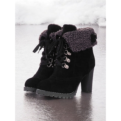 Bottines à lacets avec revers sherpa pour femmes
