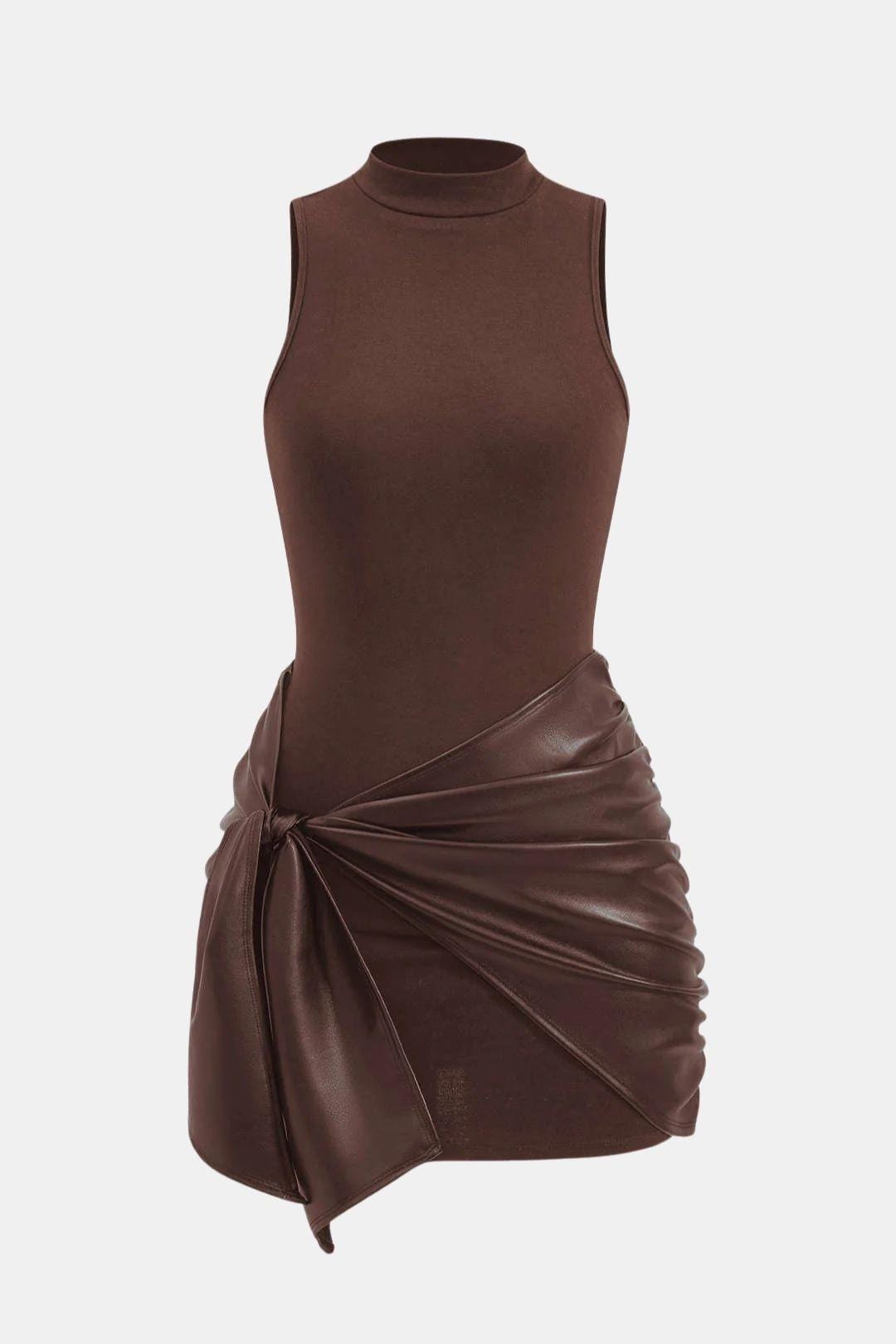 Robe Mini Avec Détail Noué Sur Le Devant Et Coupe Sans Manches Pour Femme | Idéal Pour Soirées Et Événements