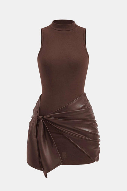 Robe Mini Avec Détail Noué Sur Le Devant Et Coupe Sans Manches Pour Femme | Idéal Pour Soirées Et Événements