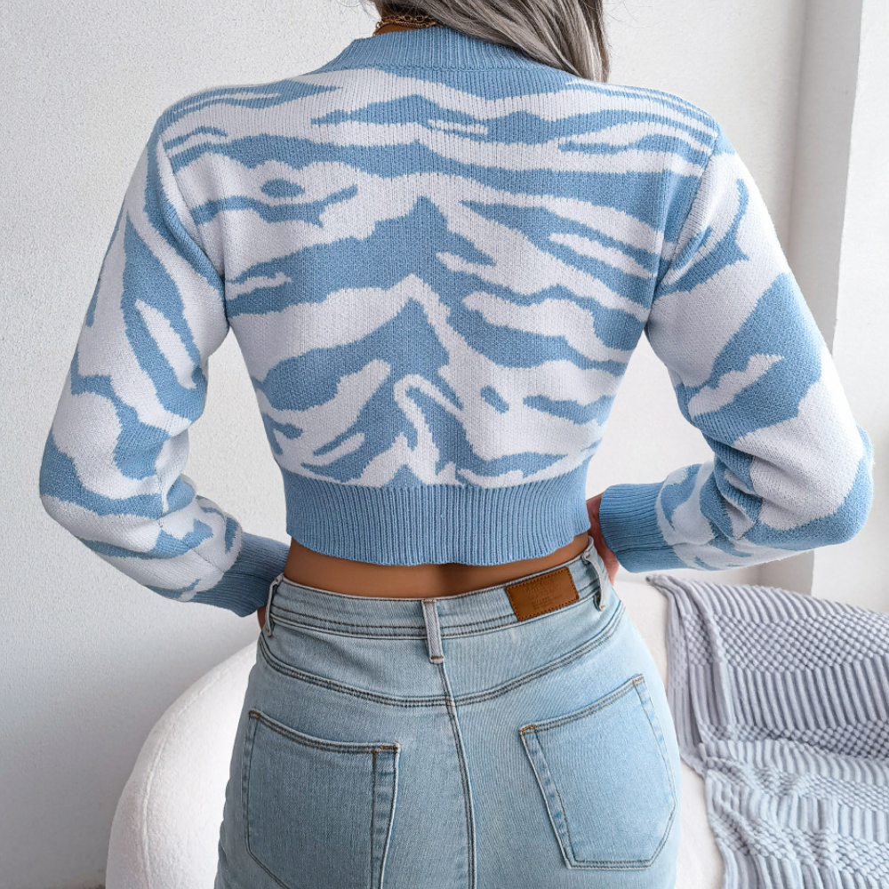 Pull Court À Motif Zèbre Avec Manches Longues Pour Femme | Idéal Pour Un Usage Quotidien