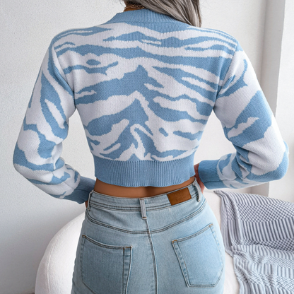Pull Court À Motif Zèbre Avec Manches Longues Pour Femme | Idéal Pour Un Usage Quotidien