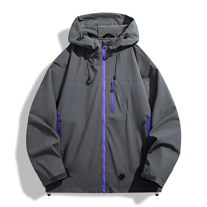 Veste de pluie à capuche avec poches zippées pour homme | Idéal pour l'automne