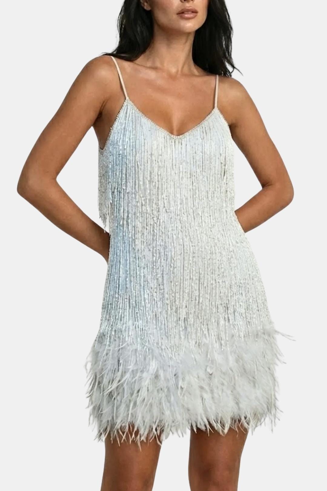 Robe Mini Avec Détails À Franges Et Bretelles Fines Pour Femme | Idéal Pour Soirées Et Célébrations