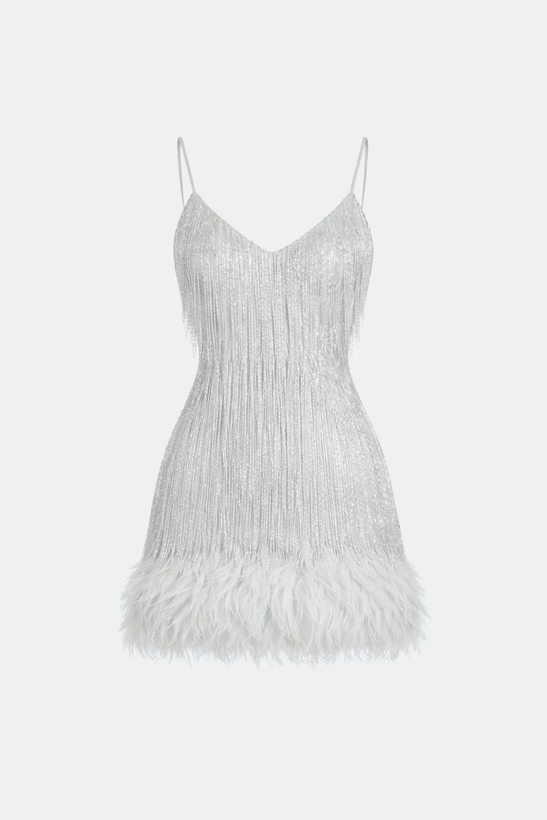 Robe Mini Avec Détails À Franges Et Bretelles Fines Pour Femme | Idéal Pour Soirées Et Célébrations