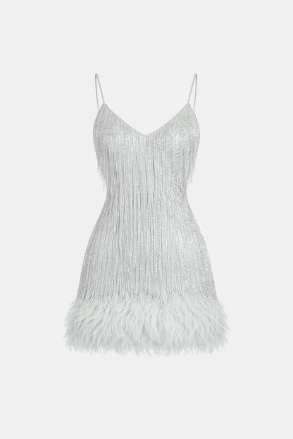 Robe Mini Avec Détails À Franges Et Bretelles Fines Pour Femme | Idéal Pour Soirées Et Célébrations