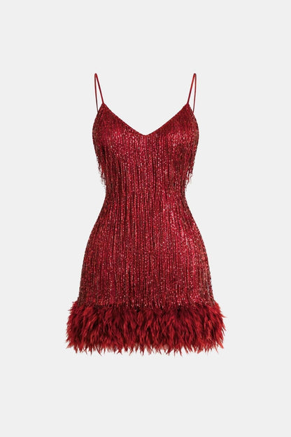 Robe Mini Avec Détails À Franges Et Bretelles Fines Pour Femme | Idéal Pour Soirées Et Célébrations