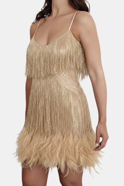 Robe Mini Avec Détails À Franges Et Bretelles Fines Pour Femme | Idéal Pour Soirées Et Célébrations