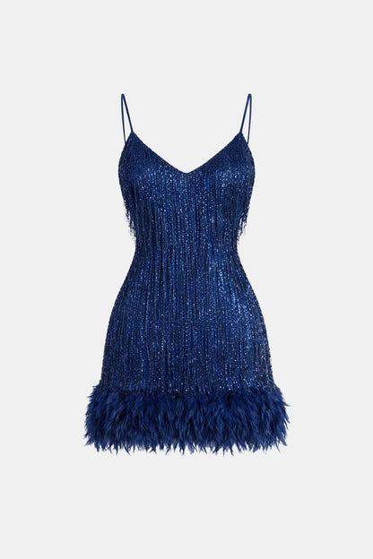 Robe Mini Avec Détails À Franges Et Bretelles Fines Pour Femme | Idéal Pour Soirées Et Célébrations