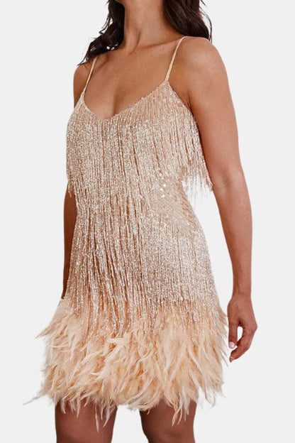 Robe Mini Avec Détails À Franges Et Bretelles Fines Pour Femme | Idéal Pour Soirées Et Célébrations