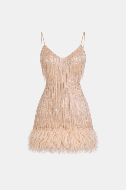Robe Mini Avec Détails À Franges Et Bretelles Fines Pour Femme | Idéal Pour Soirées Et Célébrations