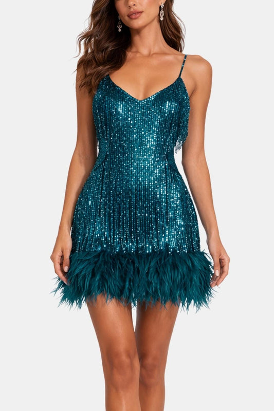 Robe Mini Avec Détails À Franges Et Bretelles Fines Pour Femme | Idéal Pour Soirées Et Célébrations