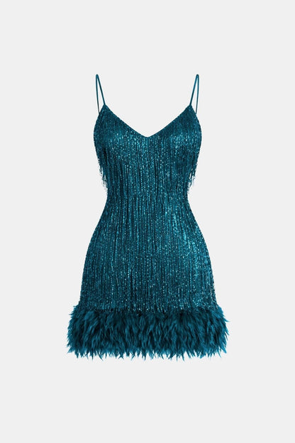 Robe Mini Avec Détails À Franges Et Bretelles Fines Pour Femme | Idéal Pour Soirées Et Célébrations
