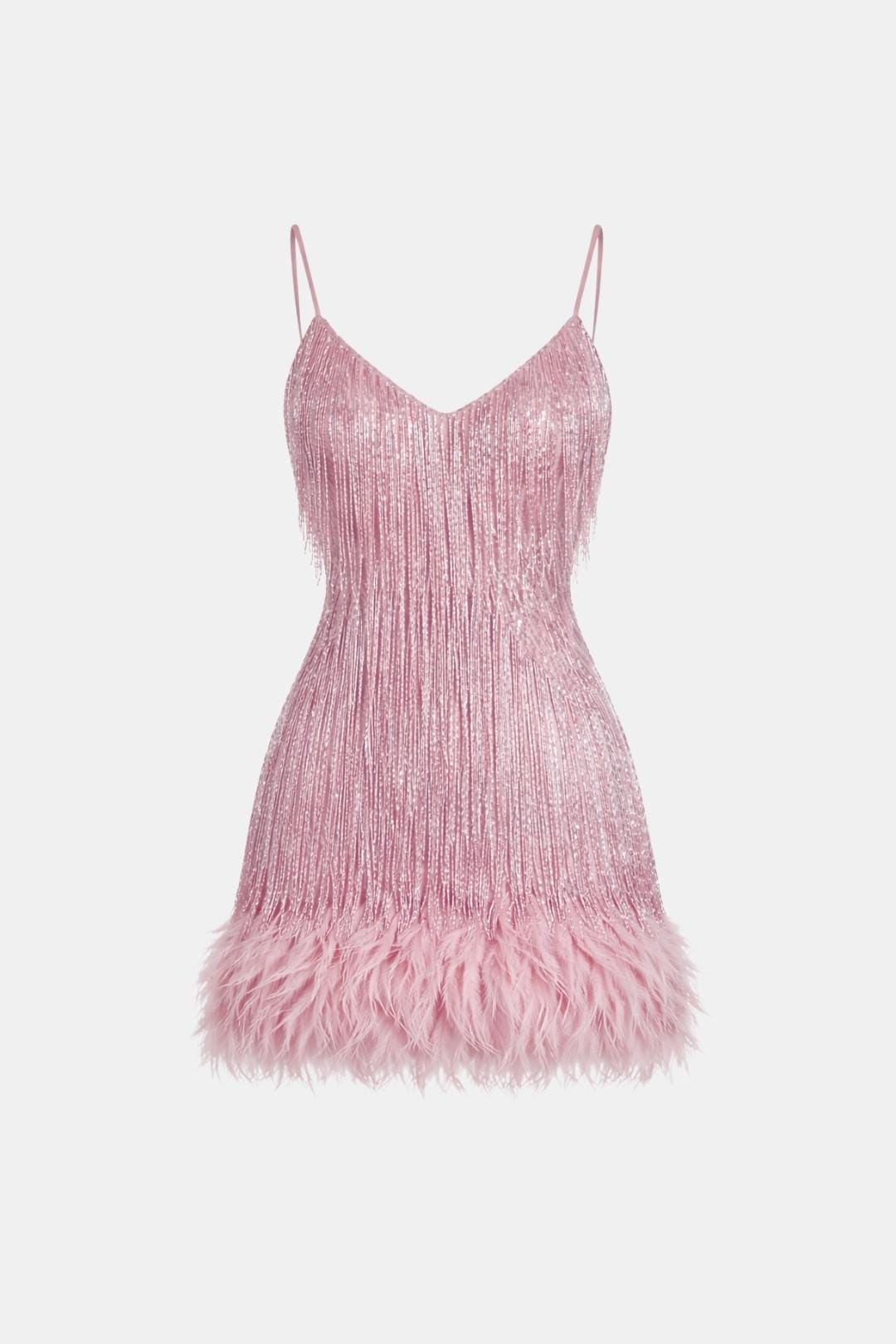 Robe Mini Avec Détails À Franges Et Bretelles Fines Pour Femme | Idéal Pour Soirées Et Célébrations