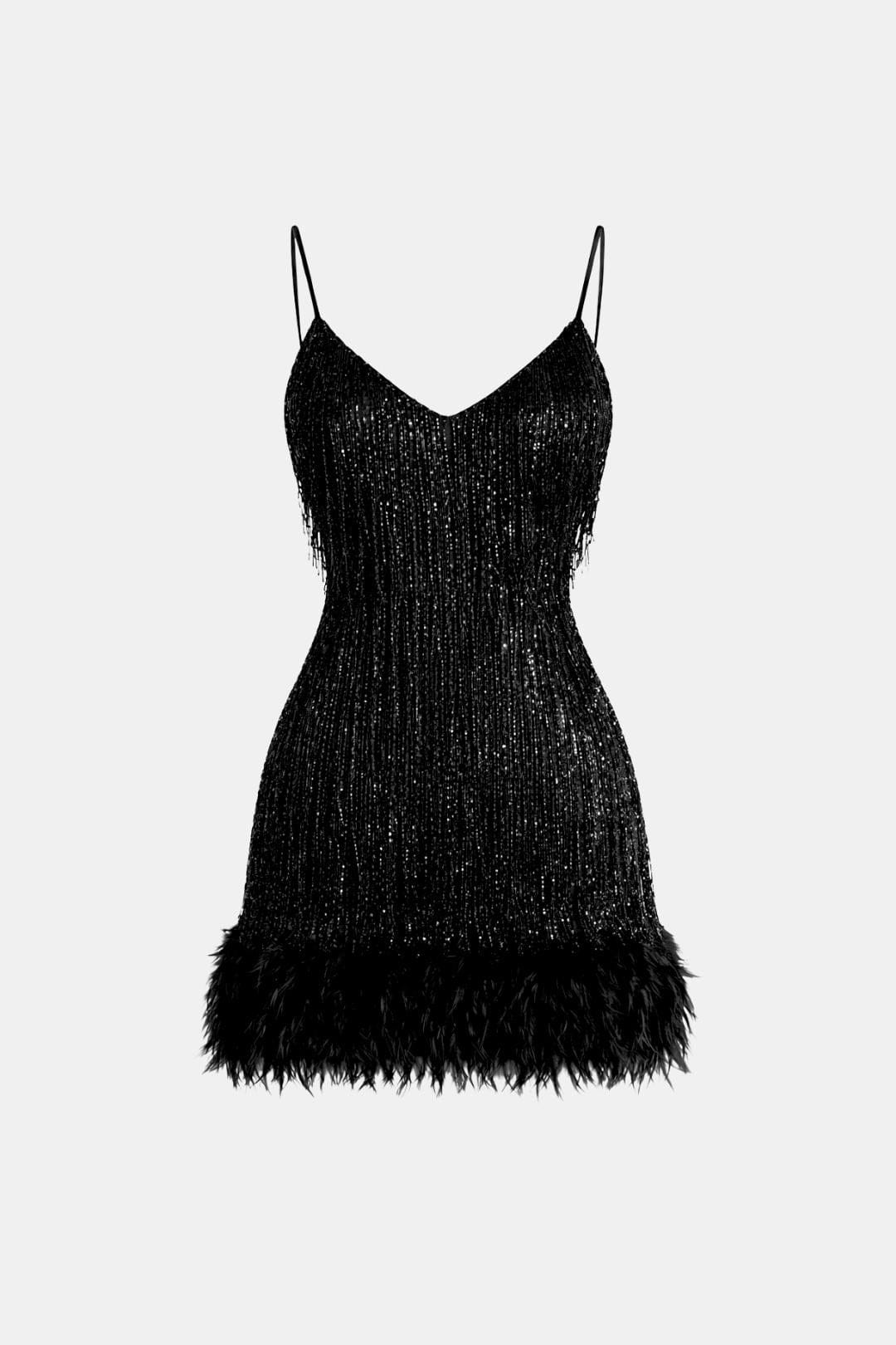 Robe Mini Avec Détails À Franges Et Bretelles Fines Pour Femme | Idéal Pour Soirées Et Célébrations