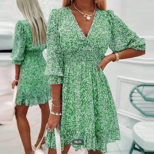 Robe à Fleurs avec Manches Bouffantes pour Femme | Idéale pour les Activités Estivales