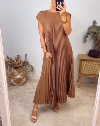 Robe Plissée Sans Manches Avec Poches Pour Femme | Idéale Pour le Printemps et l'Été
