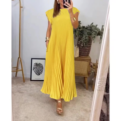 Robe Plissée Sans Manches Avec Poches Pour Femme | Idéale Pour le Printemps et l'Été
