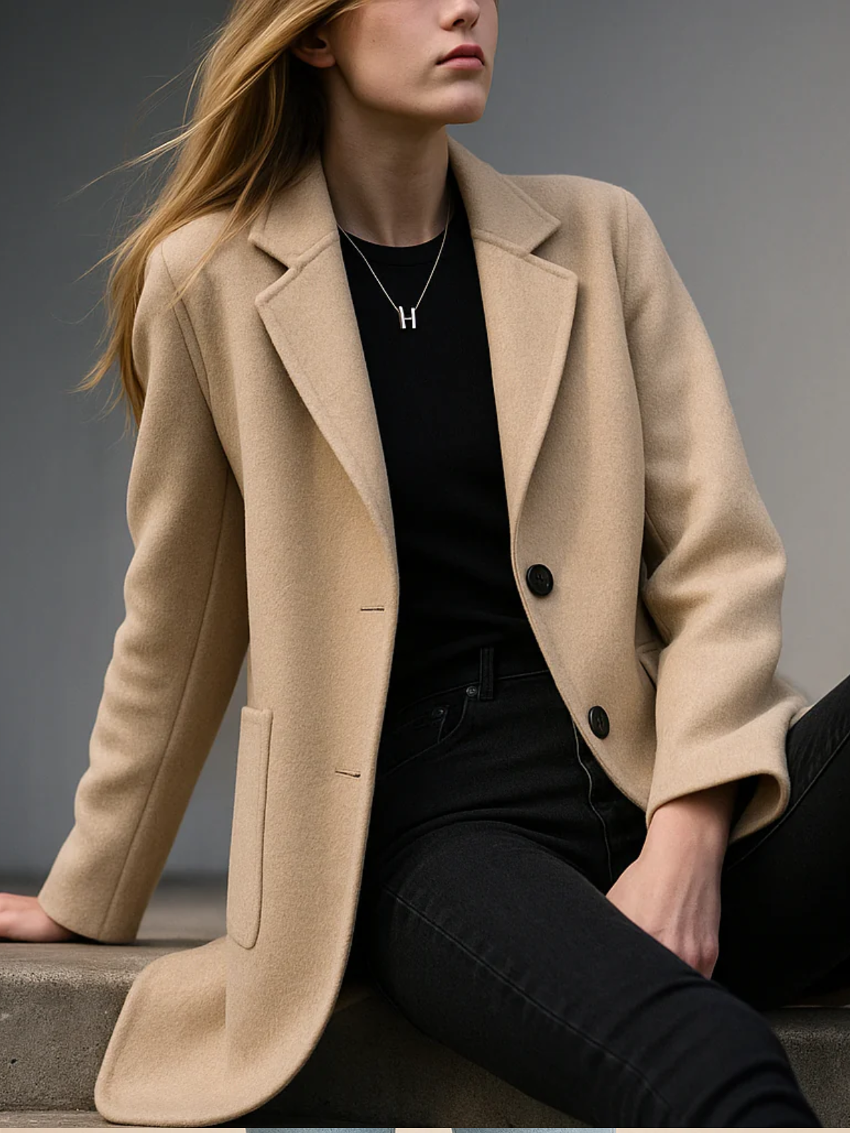 Blazer à col tailleur cranté avec fermeture boutonnée pour femmes | Idéal pour le bureau et l’automne