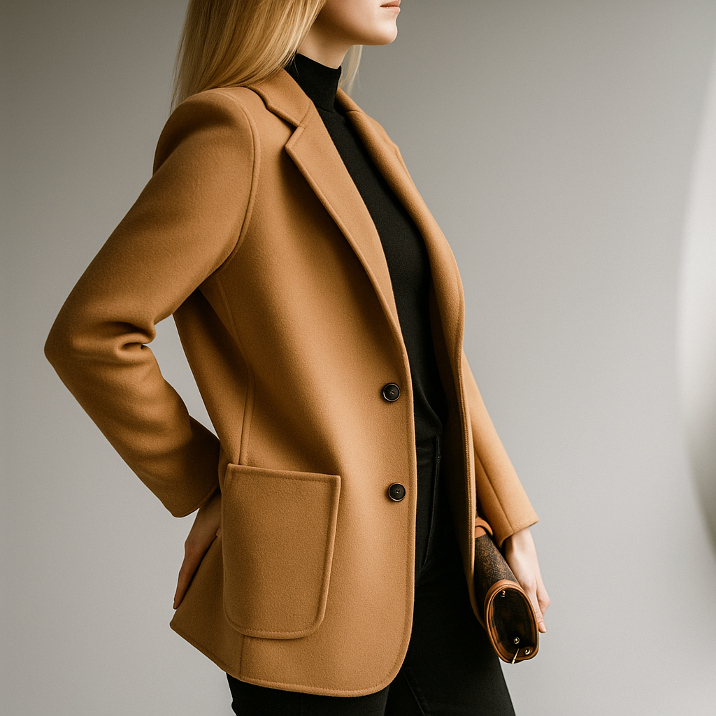 Blazer à col tailleur cranté avec fermeture boutonnée pour femmes | Idéal pour le bureau et l’automne