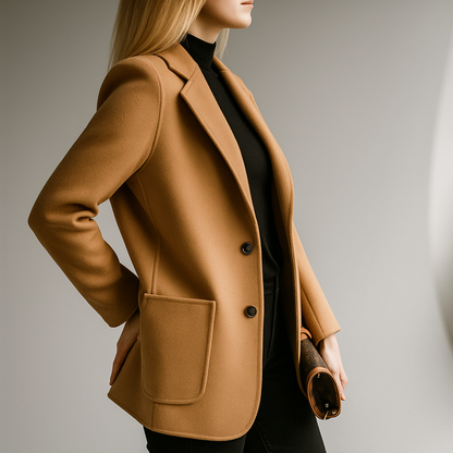 Blazer à col tailleur cranté avec fermeture boutonnée pour femmes | Idéal pour le bureau et l’automne