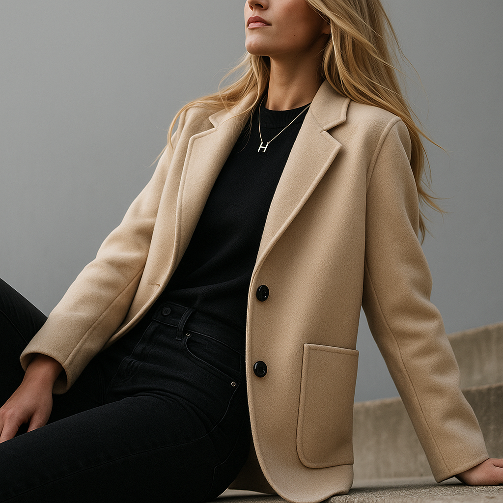 Blazer à col tailleur cranté avec fermeture boutonnée pour femmes | Idéal pour le bureau et l’automne