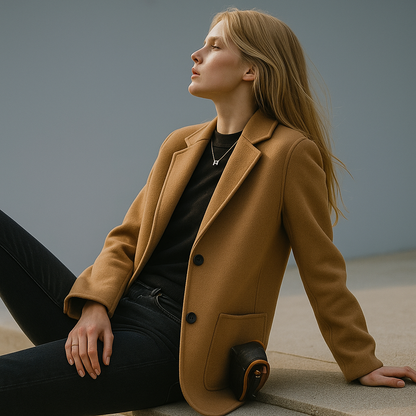 Blazer à col tailleur cranté avec fermeture boutonnée pour femmes | Idéal pour le bureau et l’automne