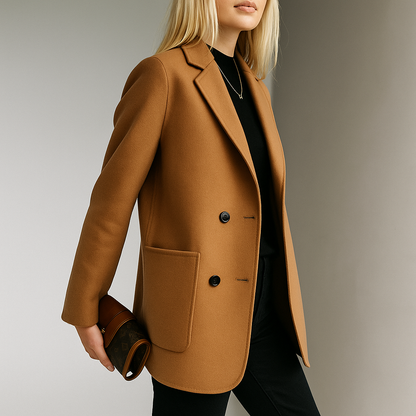 Blazer à col tailleur cranté avec fermeture boutonnée pour femmes | Idéal pour le bureau et l’automne