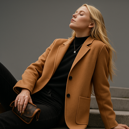 Blazer à col tailleur cranté avec fermeture boutonnée pour femmes | Idéal pour le bureau et l’automne