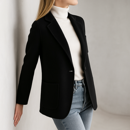 Blazer à col tailleur cranté avec fermeture boutonnée pour femmes | Idéal pour le bureau et l’automne