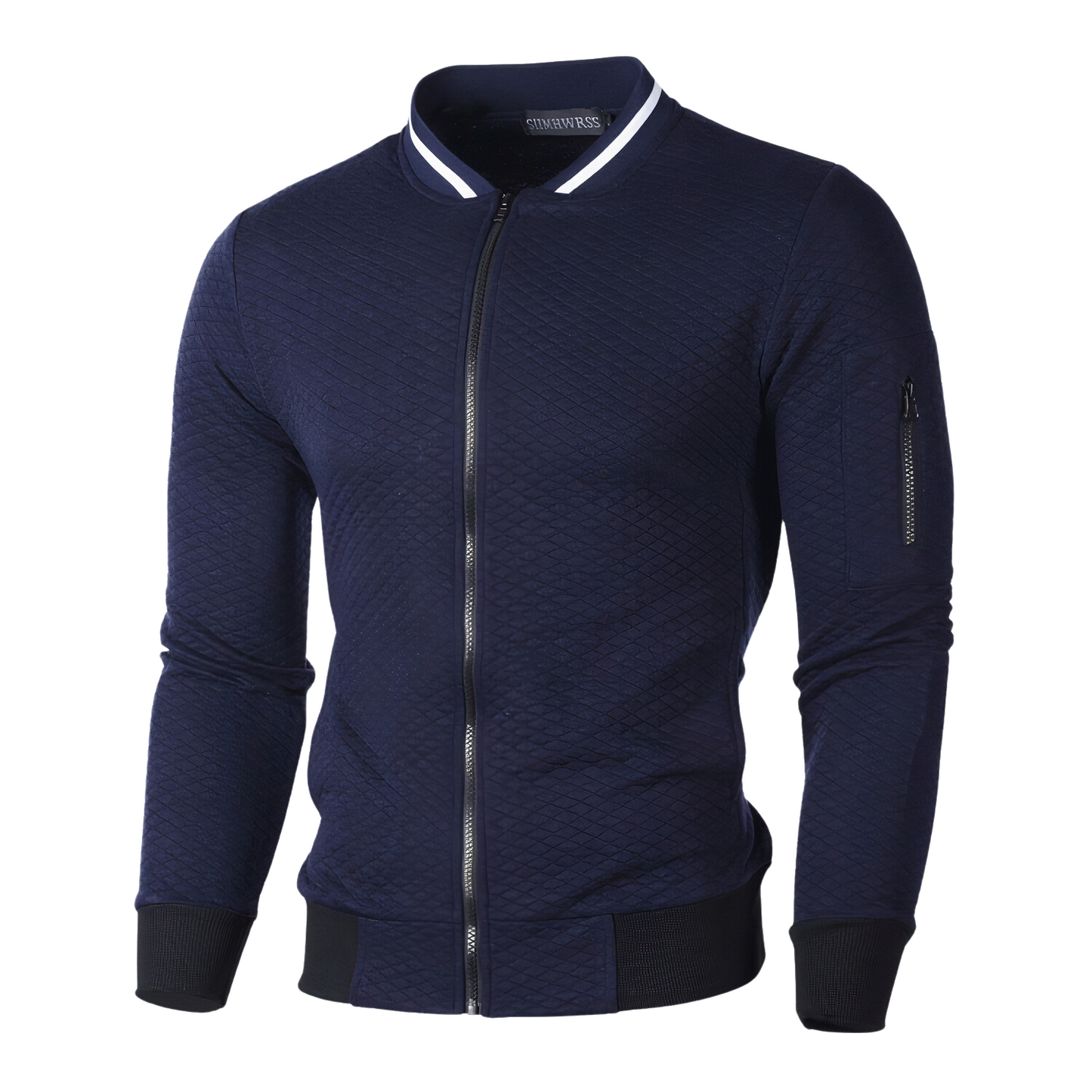 Veste Légère à Fermeture Zippée avec Motif Monochrome pour Hommes | Idéal pour Tenues Quotidiennes